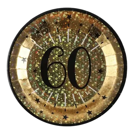 Plato de papel dorado de 60 años (juego de 10)