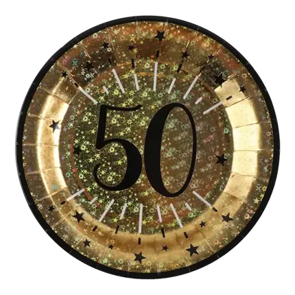 Plato de papel dorado de 50 años (juego de 10)