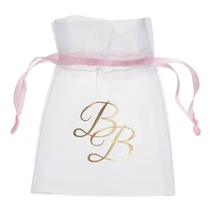 Bolsa de organza con cinta rosa BB (juego de 6)