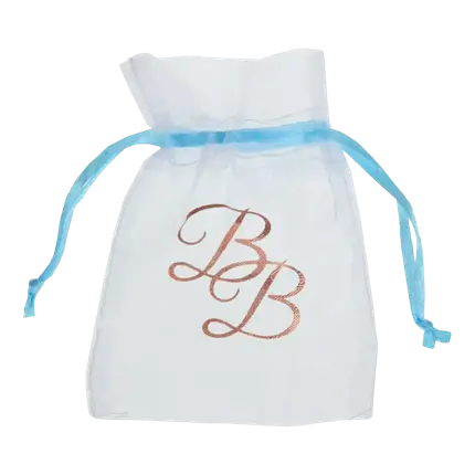 Bolsa de organza con cinta azul (juego de 6)