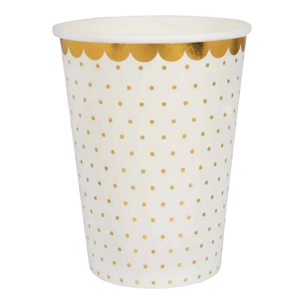 Vaso blanco con puntos dorados y dorado (Juego de 10)