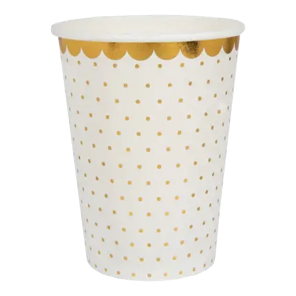 Vaso blanco con puntos dorados y dorado (Juego de 10)