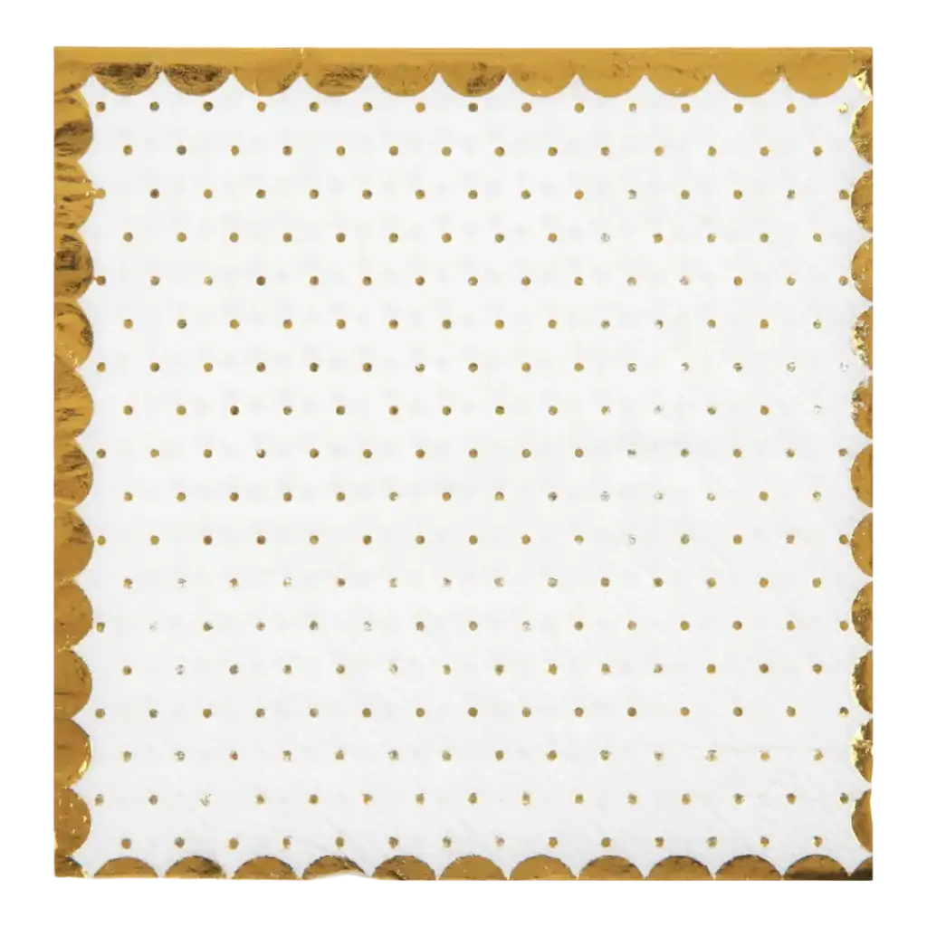 Servilleta de lunares blancos y dorados (juego de 20)