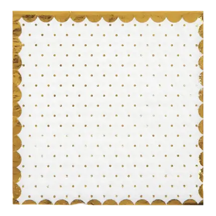 Servilleta de lunares blancos y dorados (juego de 20)