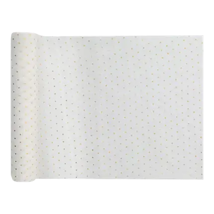 Camino de Mesa Blanco con Puntos Dorados 3 metros