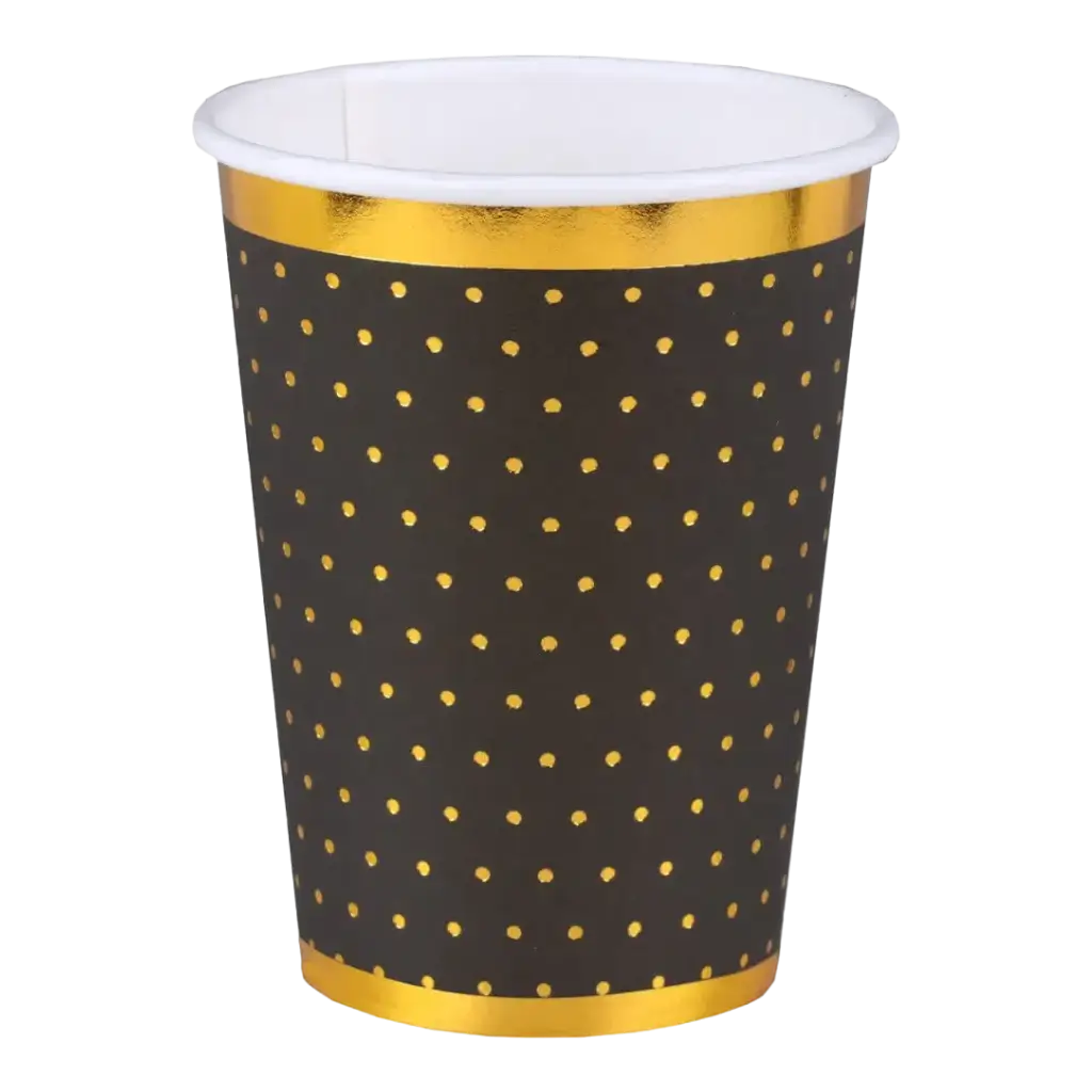 Copa negra con puntos dorados y dorado (juego de 10)
