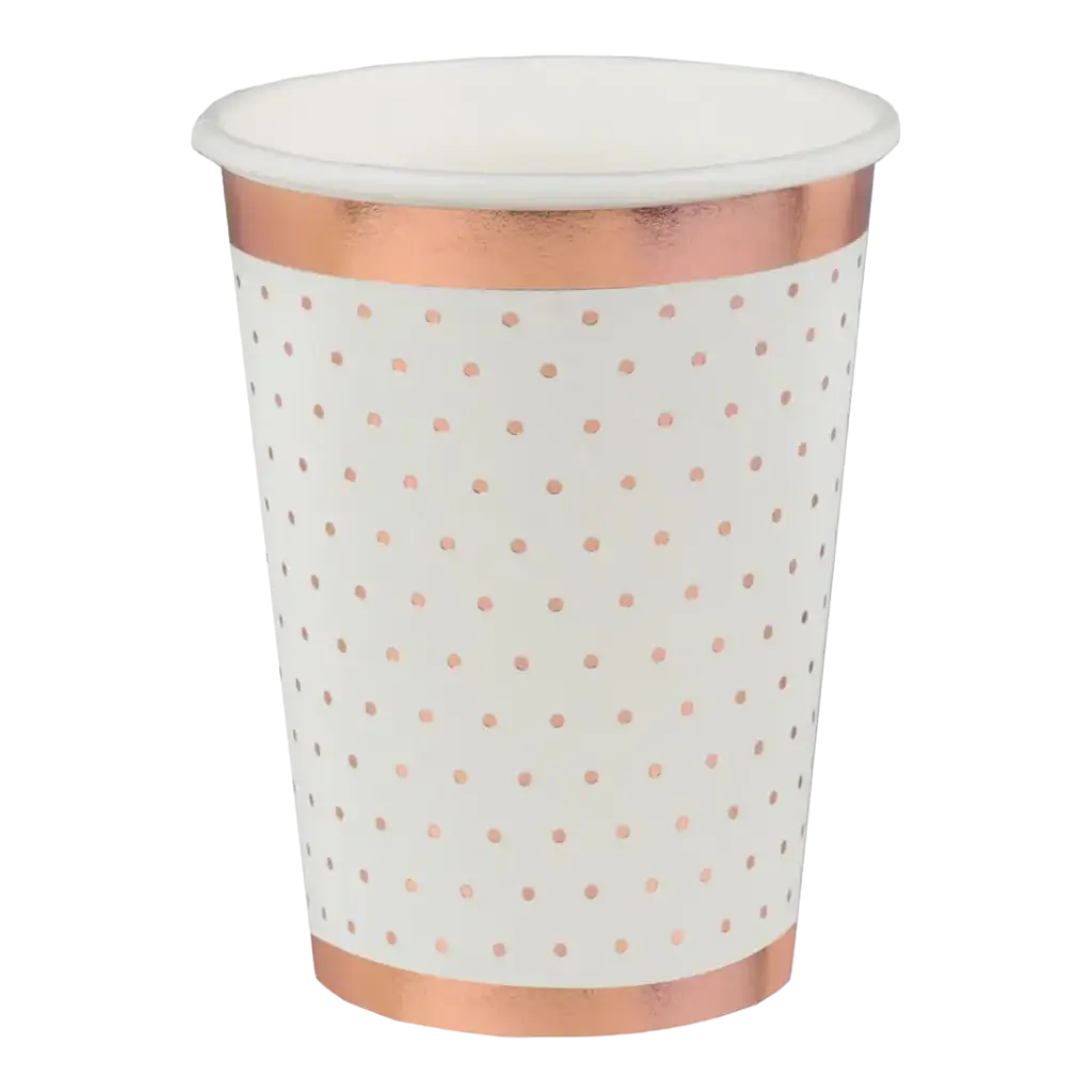 Taza dorada de lunares blancos Oro rosa (juego de 10)