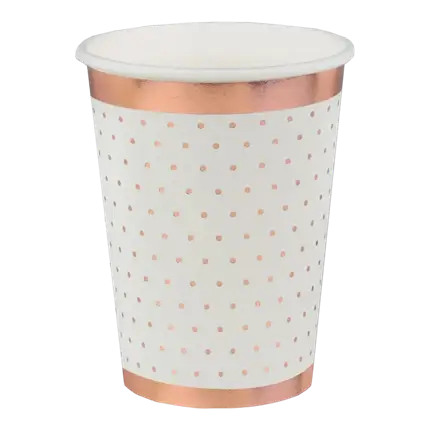 Taza dorada de lunares blancos Oro rosa (juego de 10)