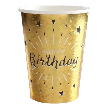 Vaso de Feliz Cumpleaños Oro Metálico (Juego de 10)