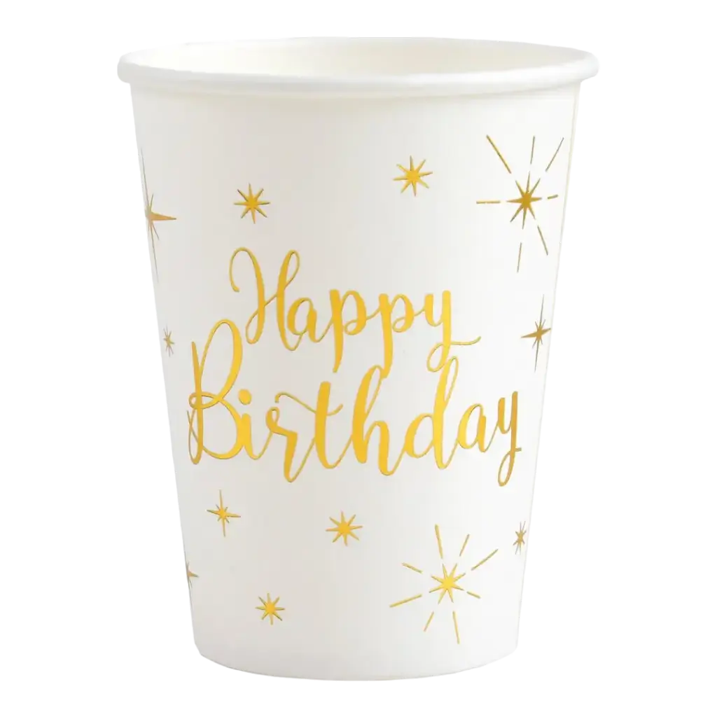 Vaso de Oro Blanco Feliz Cumpleaños (Juego de 10)