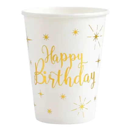 Vaso de Oro Blanco Feliz Cumpleaños (Juego de 10)