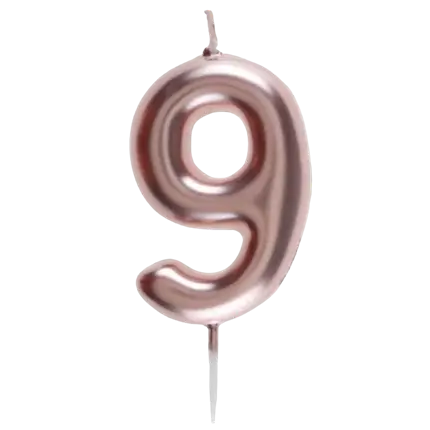 Vela Aniversario Dígito 9 Oro Rosa