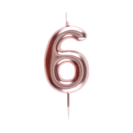 Vela Aniversario Dígito 6 Oro Rosa