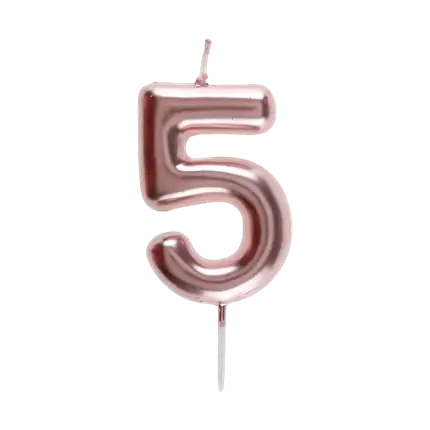 Vela Aniversario Dígito 5 Oro Rosa