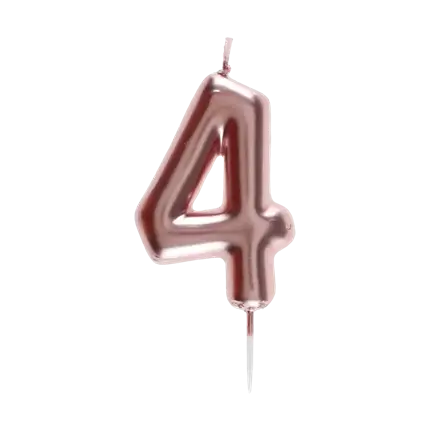 Vela Aniversario Dígito 4 Oro Rosa