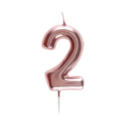 Vela Aniversario Dígito 2 Oro Rosa