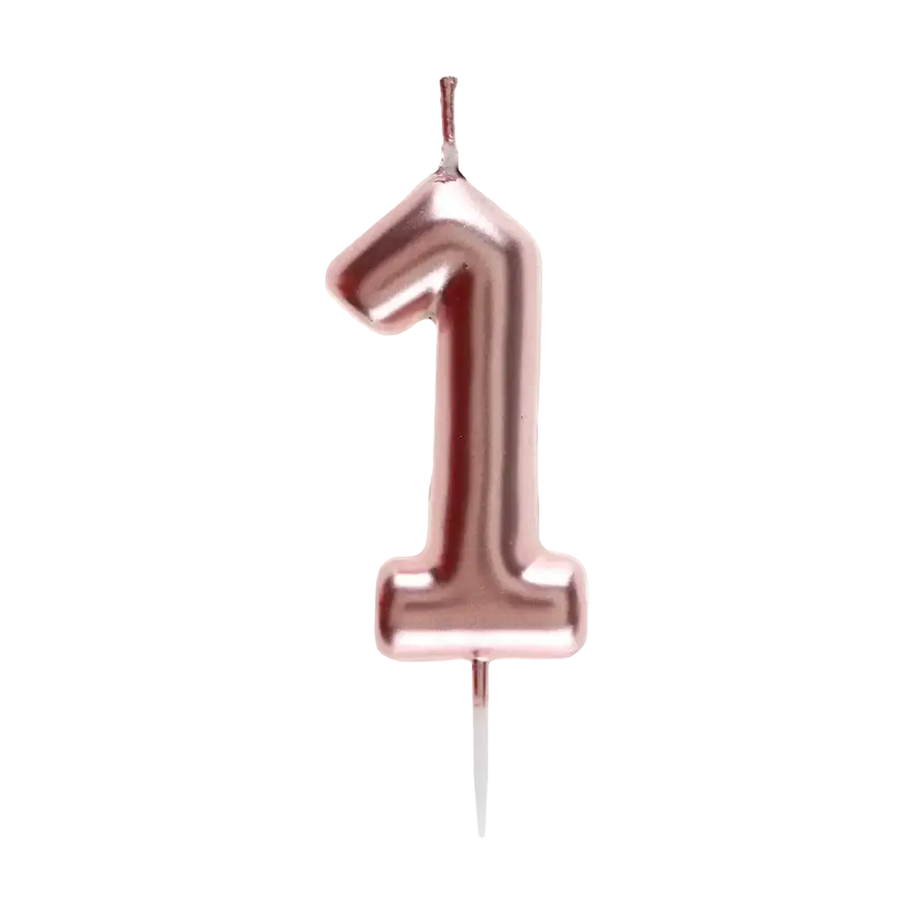 Vela Aniversario Dígito 1 Oro Rosa