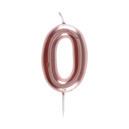 Vela Aniversario Figura 0 Oro Rosa