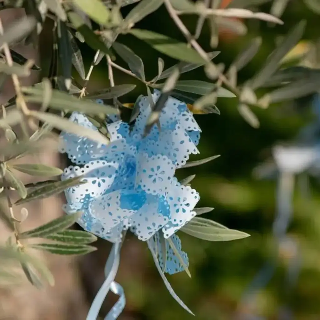 Pajarita automática de flores azules (juego de 5)