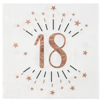 Servilleta de papel 18 años Blanco/Rosa Oro (paquete de 20)