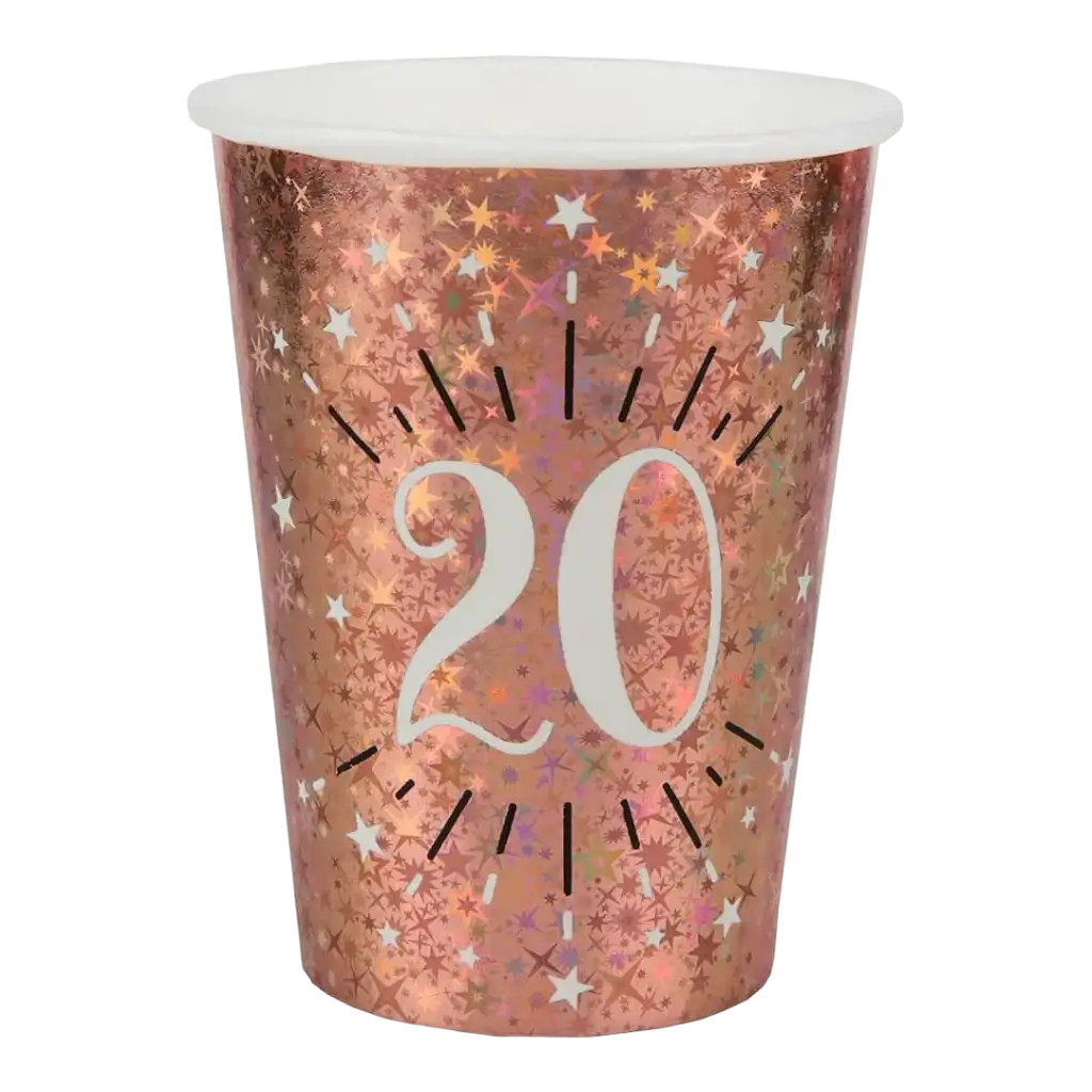 Vaso de papel 20 años Oro Rosa (set de 10)