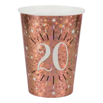 Vaso de papel 20 años Oro Rosa (set de 10)