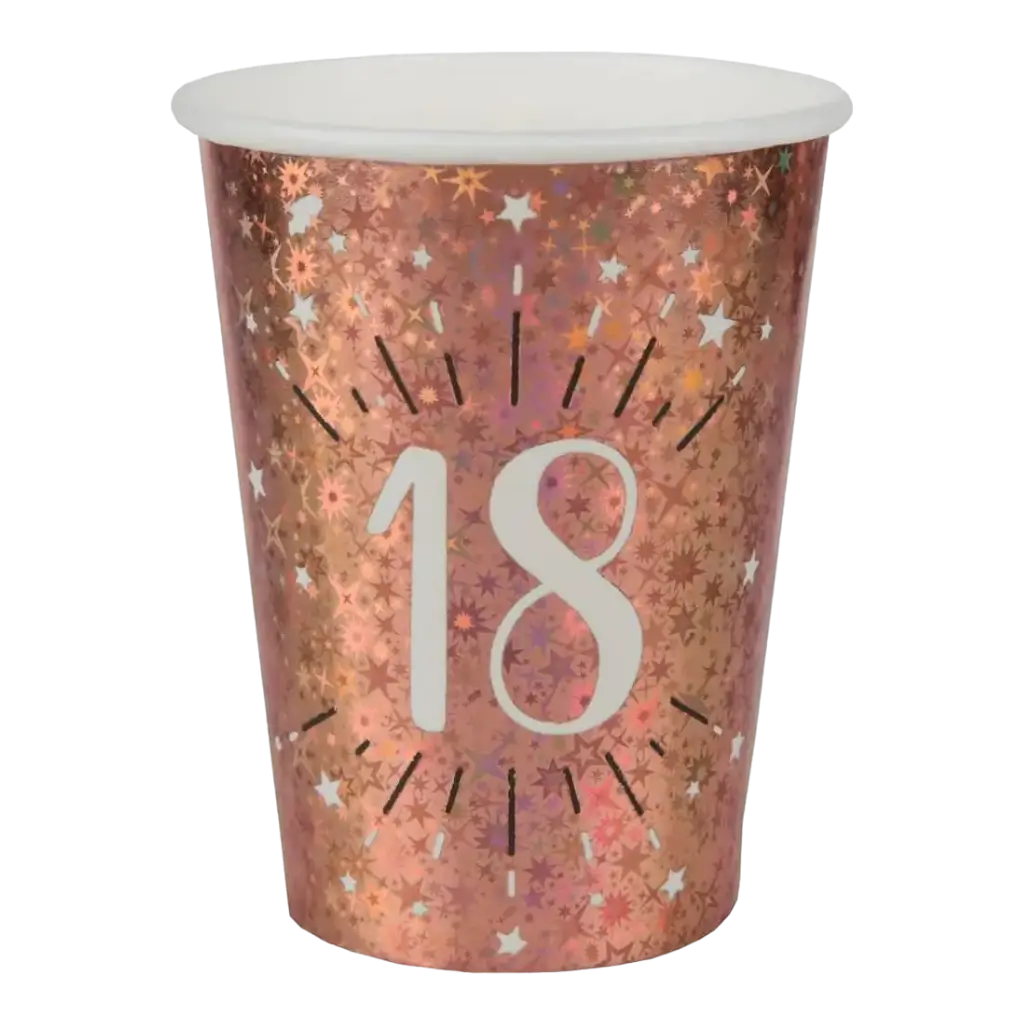 Vaso de papel 18 años Oro Rosa (set de 10)