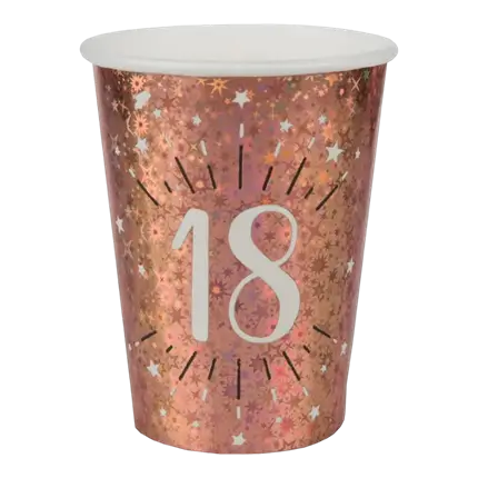 Vaso de papel 18 años Oro Rosa (set de 10)
