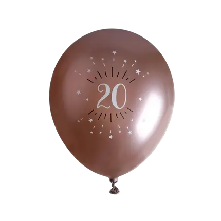 Globo 20 años Oro Rosa ø 30cm (set de 6)