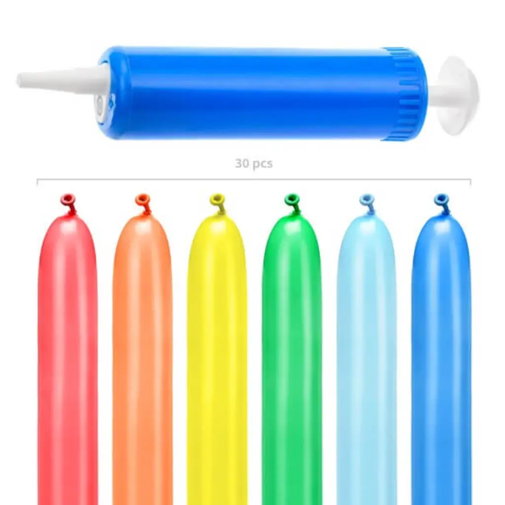 Set de 30 globos de modelado en color pastel + bomba
