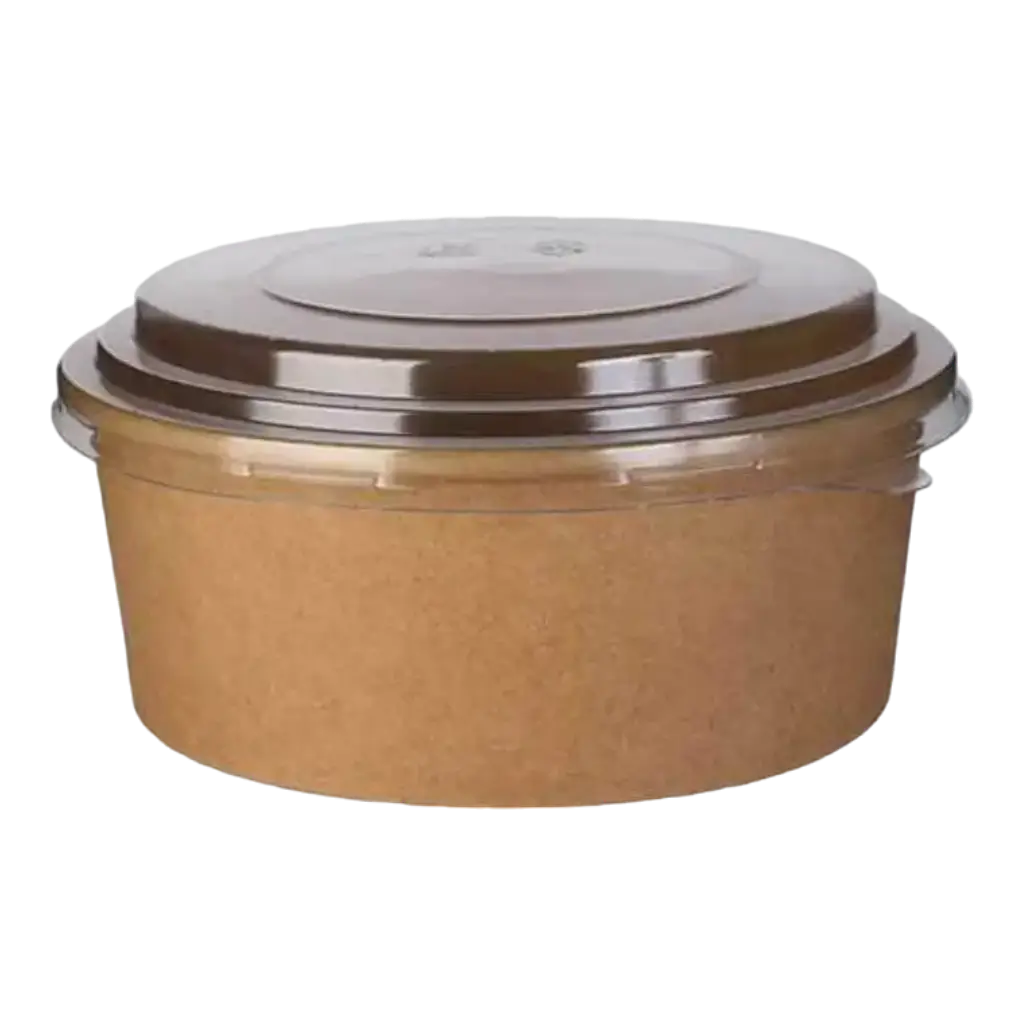 Ensaladera Biodegradable Kraft 750ml + Tapa (Juego de 25)