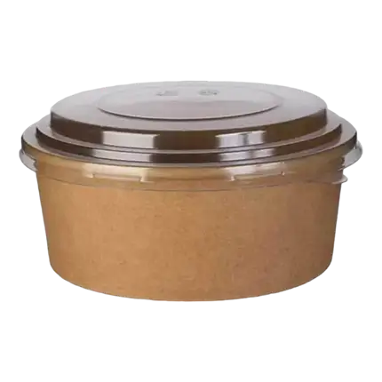 Ensaladera Biodegradable Kraft 750ml + Tapa (Juego de 25)
