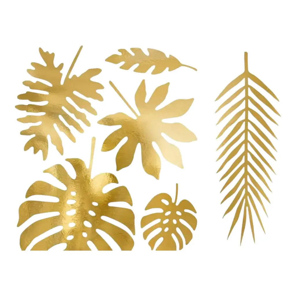 Decoración Hojas de papel dorado tropical (21 piezas)