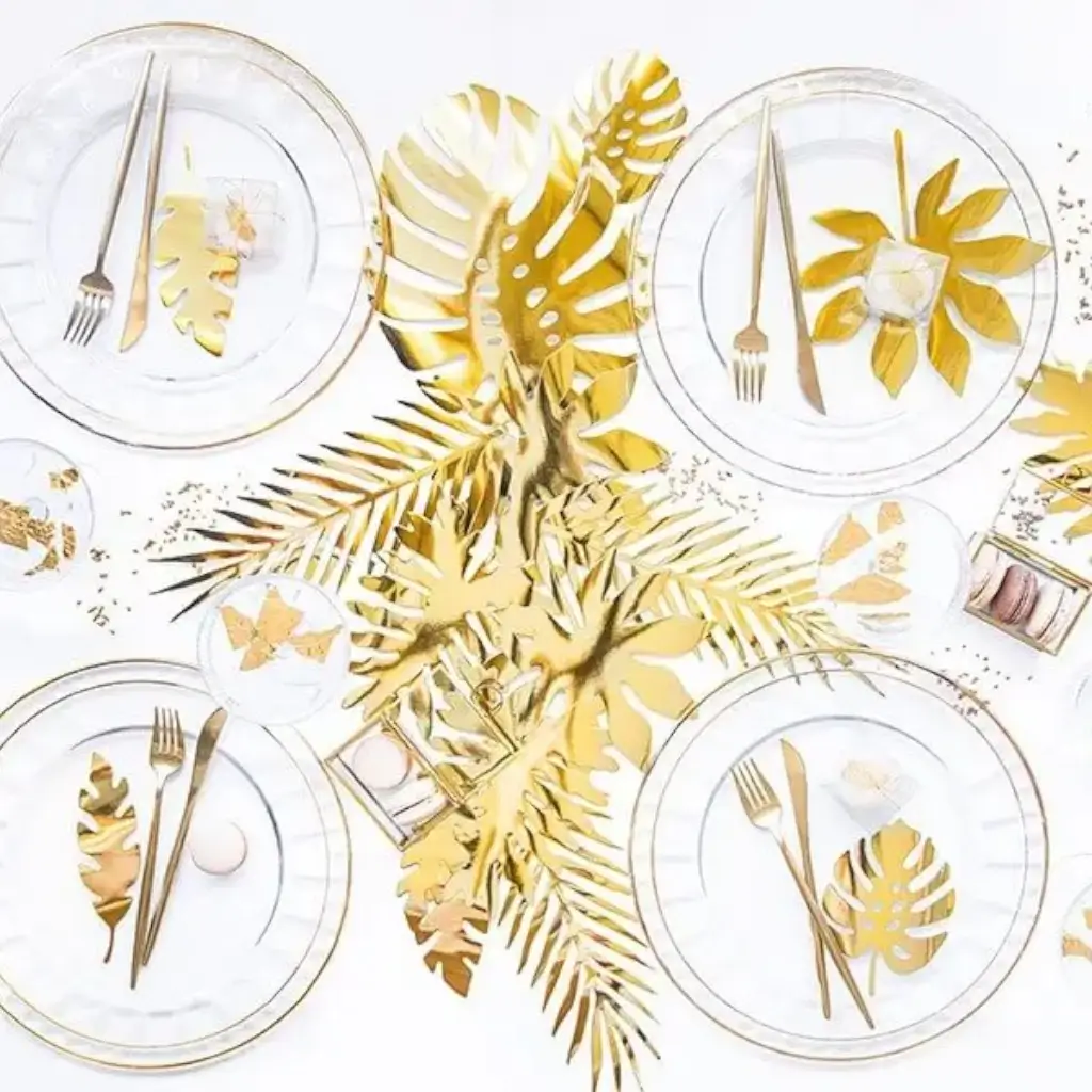 Decoración Hojas de papel dorado tropical (21 piezas)