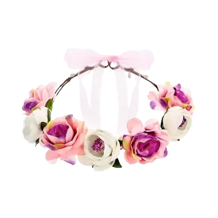 Corona de flores blancas y rosas ø 17cm