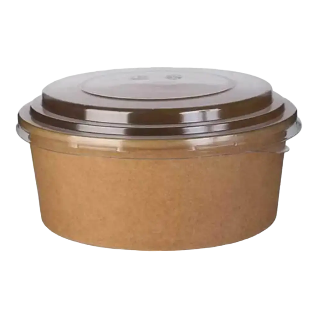 Ensaladera Biodegradable Kraft 1100ml + Tapa (Juego de 25)