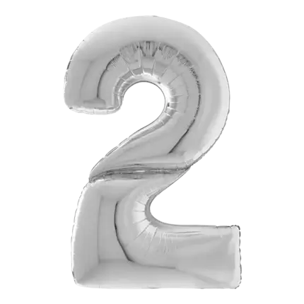 Bola de Cumpleaños Dígito gigante 2 Plata 163cm