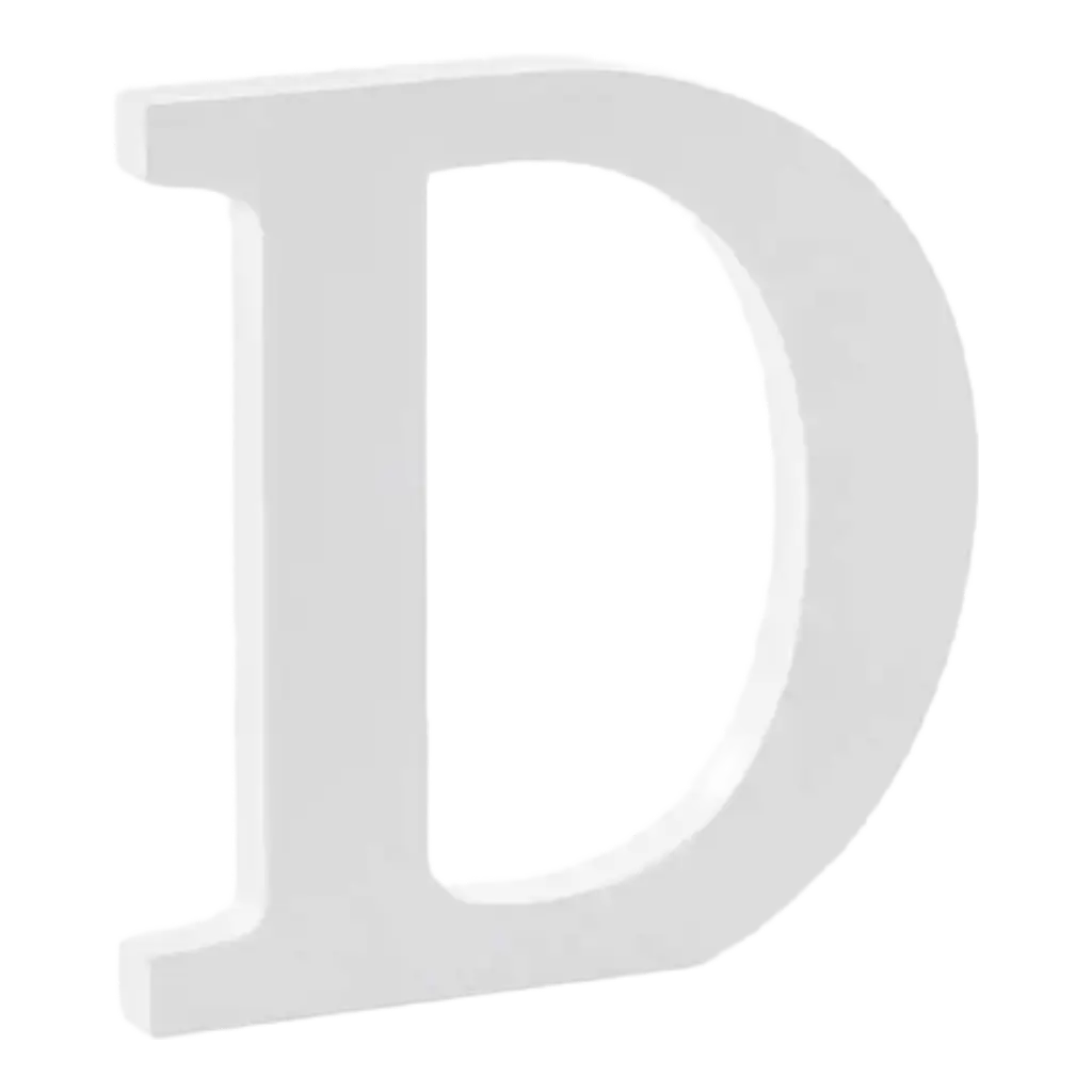 Letra D en Madera Blanca