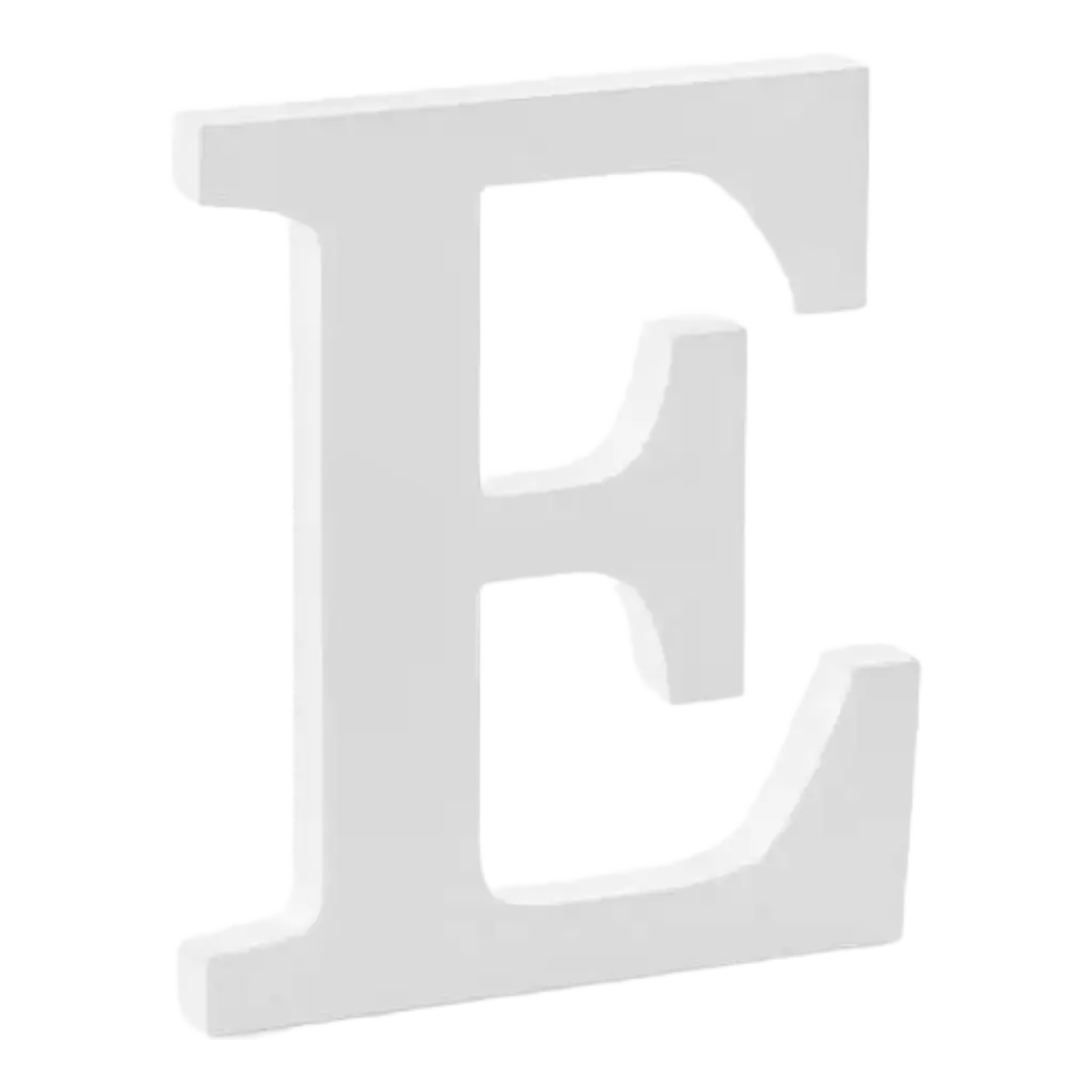 Letra E en Madera Blanca