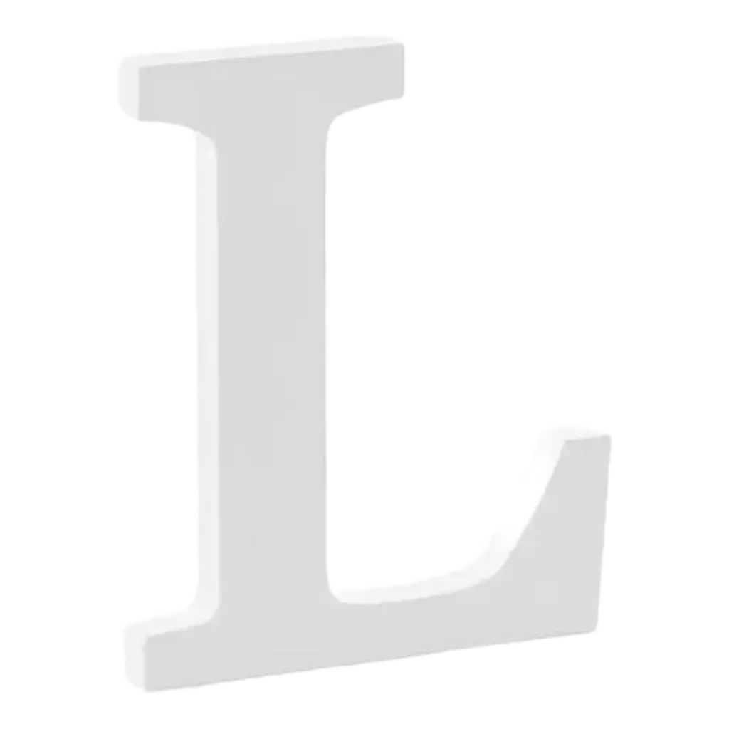 Letra L en madera blanca