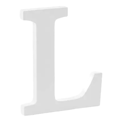 Letra L en madera blanca