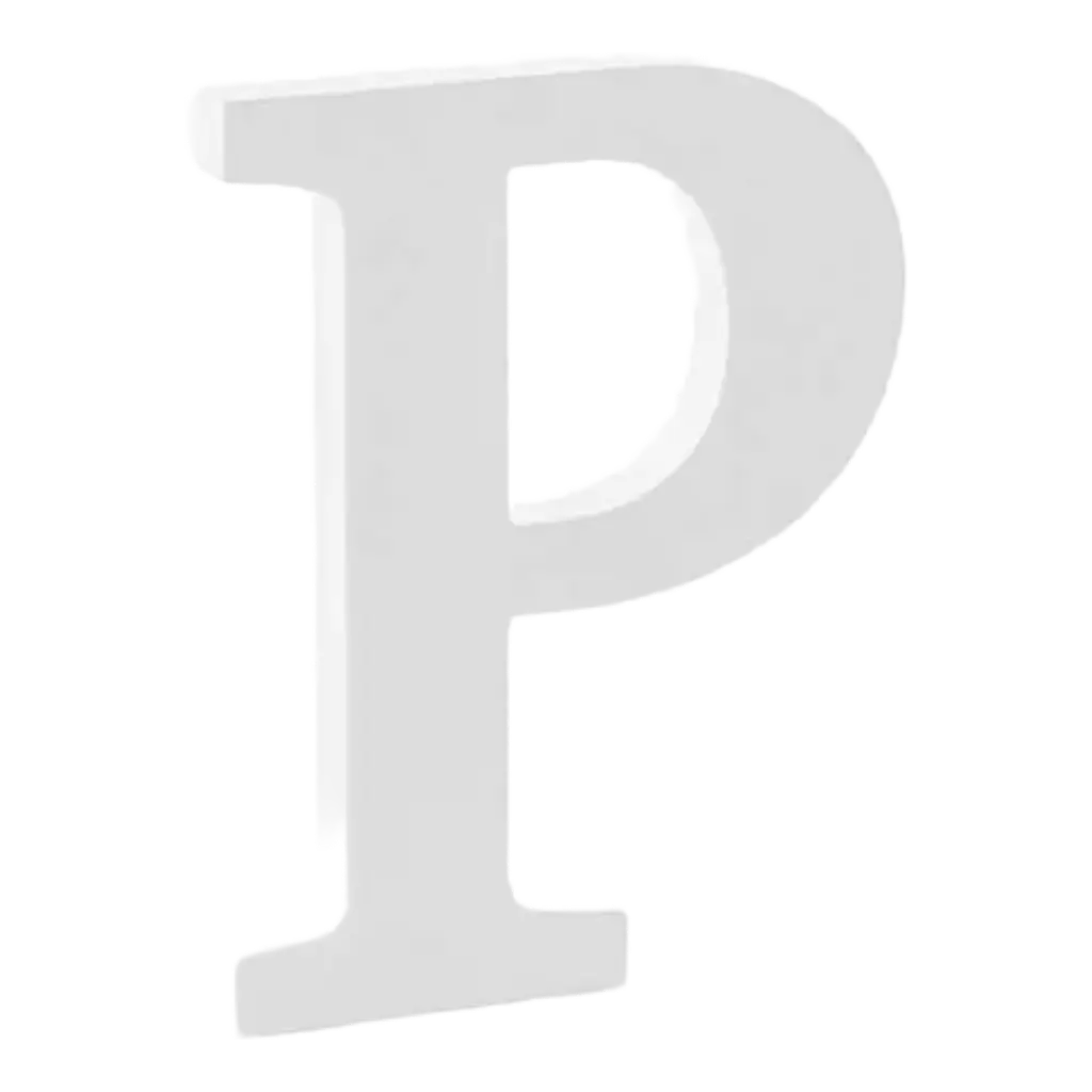 Letra P en madera blanca