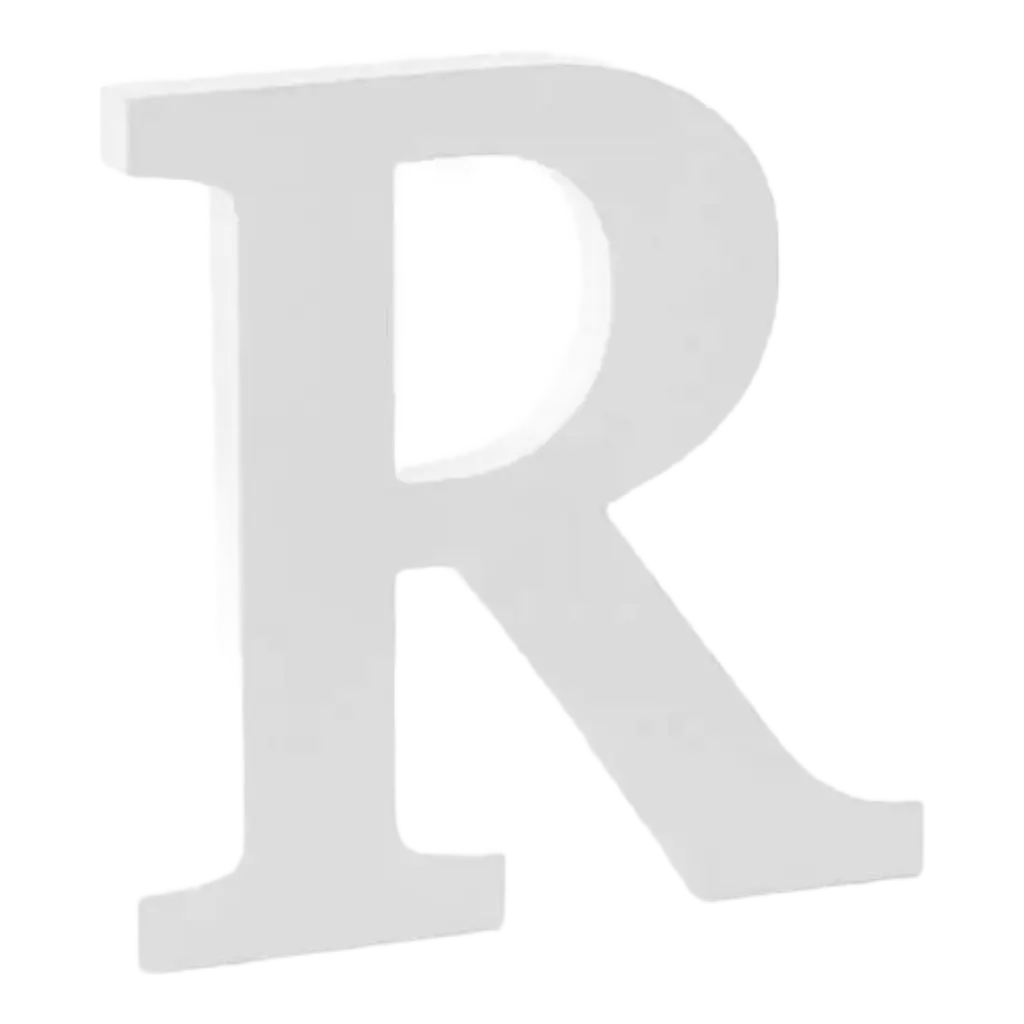 Letra R en Madera Blanca