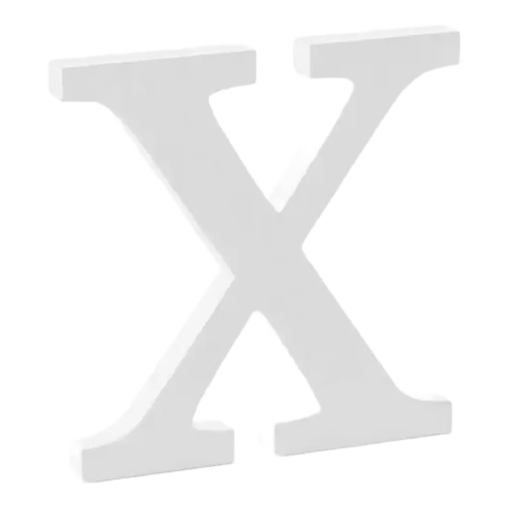 Letra X en madera blanca