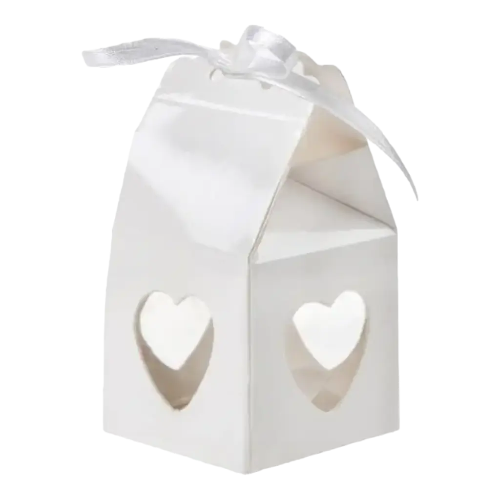 Caja de grageas corazón blanco - Lote de 4