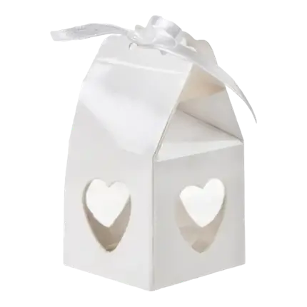 Caja de grageas corazón blanco - Lote de 4