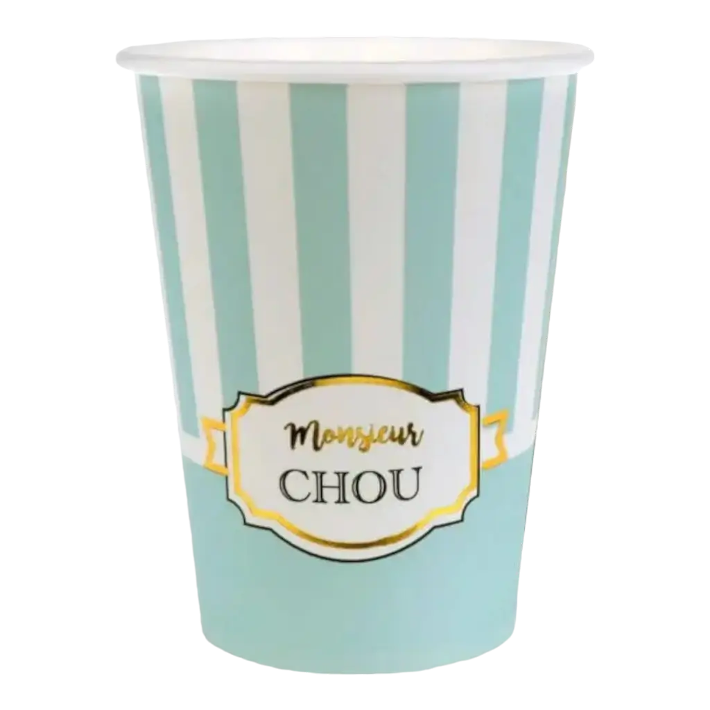 Vaso de papel blanco "Monsieur Chou" - Juego de 10
