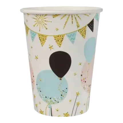 Vasos de papel blanco Celebración - Juego de 10