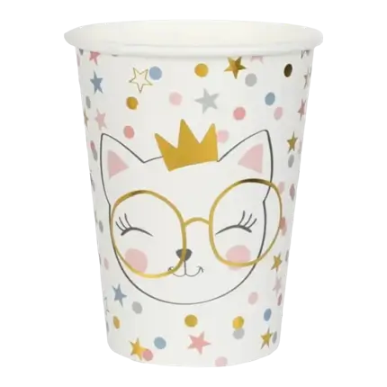 Vaso de papel blanco Kitty Party - Juego de 10