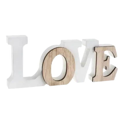 Letras Amor Blanco / Madera natural